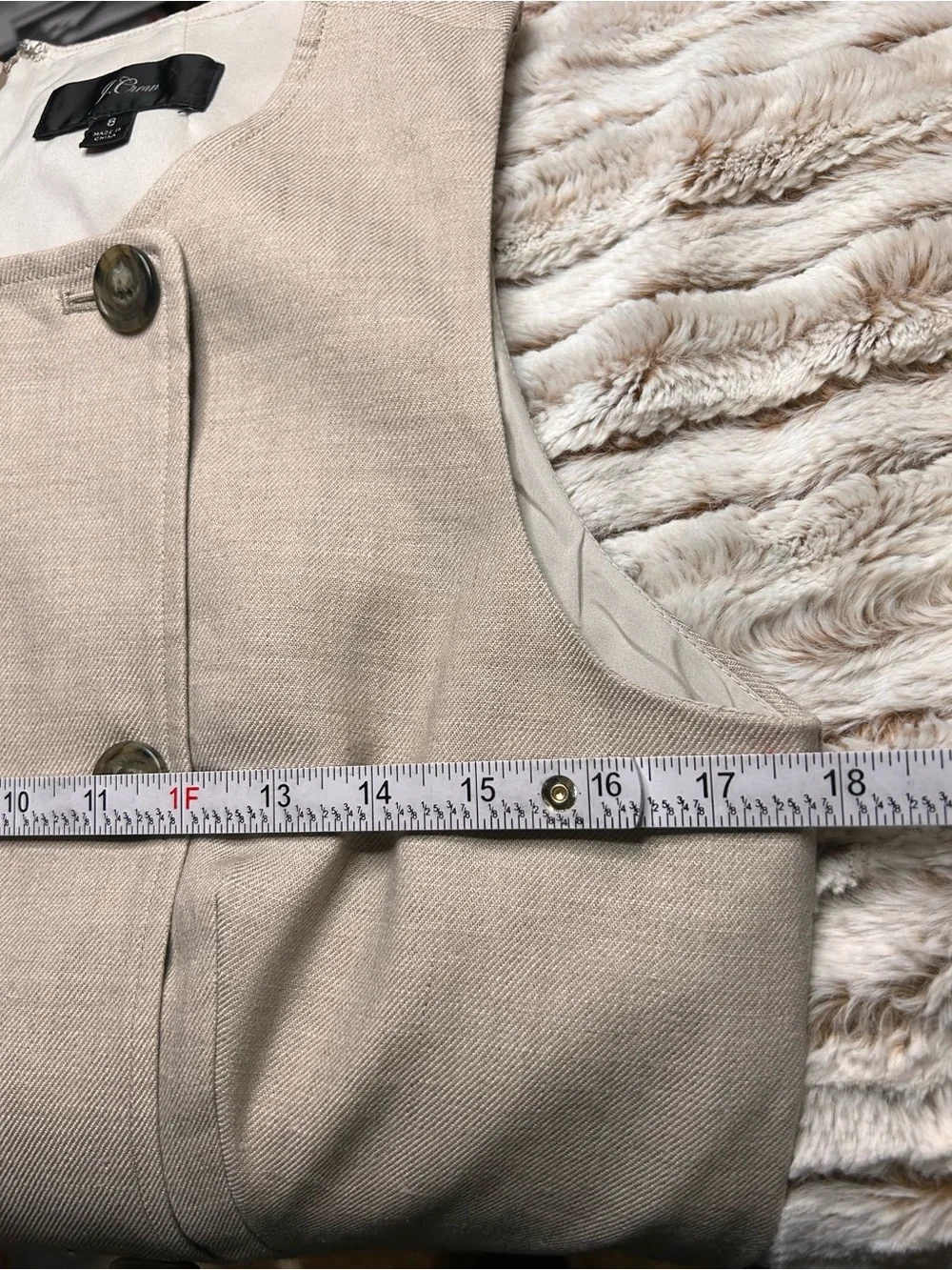 J. Crew Sleeveless Double-Breasted Midi Dress Linen Beige